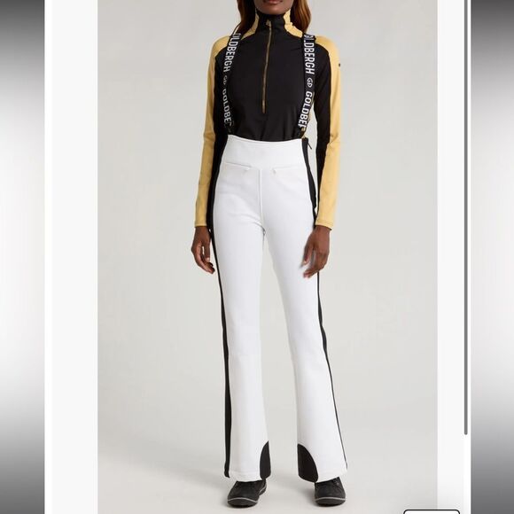 GOLDBERGH WOMEN'S HIGH END SALOPETTE SKI PANTS BIB WHITE BLACK NWT US 4 - Picture 3 of 13